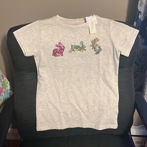 J.Crew Girls' XS 4T-5T sequin bunnies graphic tee